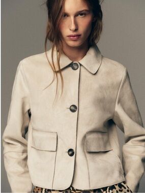 Zara NWT faux suede jacket beige 4968/224